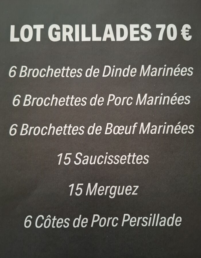 LOT GRILLADES 70€