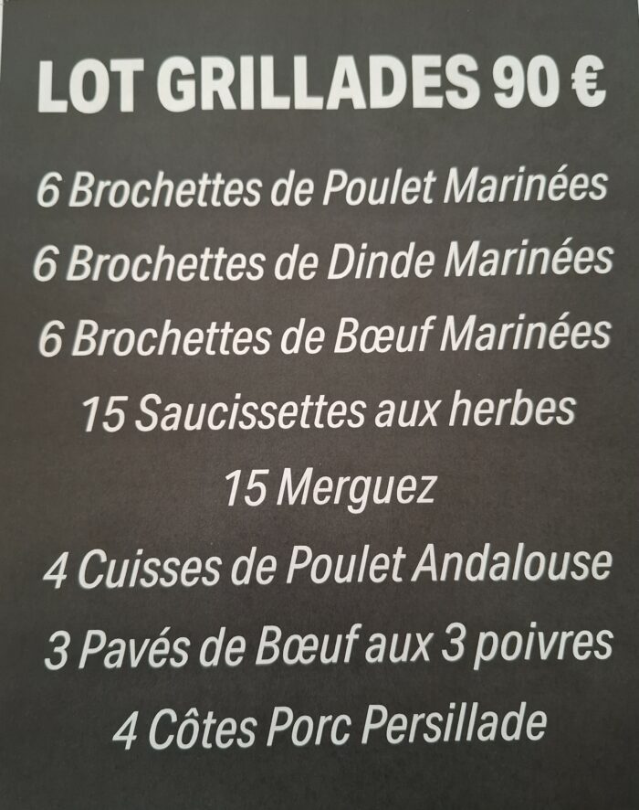 LOT GRILLADES 90 €