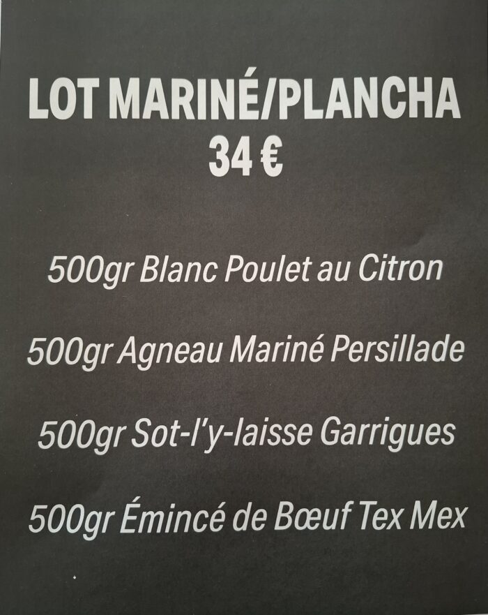 LOT MARINÉ / PLANCHA 34 €