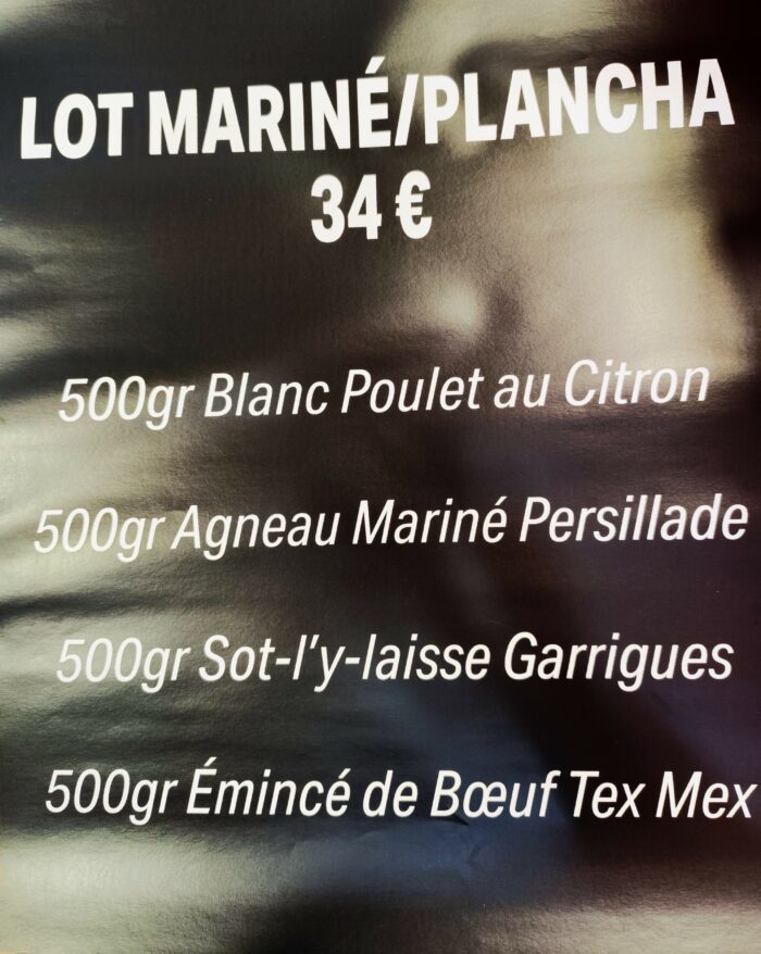 LOT MARINÉ / PLANCHA 34 €